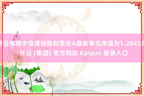 开云体育中信建投稳利混杂A最新单元净值为1.2845元-开云 (集团) 官方网站 Kaiyun 登录入口