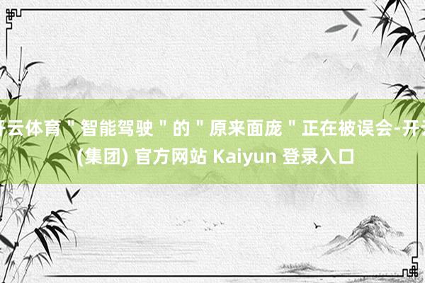 开云体育＂智能驾驶＂的＂原来面庞＂正在被误会-开云 (集团) 官方网站 Kaiyun 登录入口