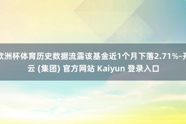 欧洲杯体育历史数据流露该基金近1个月下落2.71%-开云 (集团) 官方网站 Kaiyun 登录入口