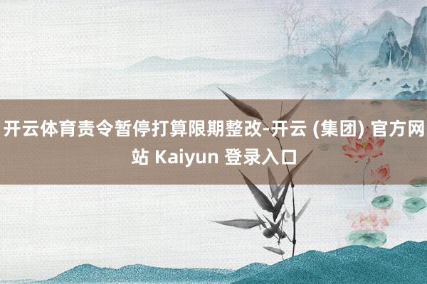 开云体育责令暂停打算限期整改-开云 (集团) 官方网站 Kaiyun 登录入口