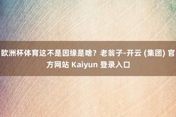 欧洲杯体育这不是因缘是啥？老翁子-开云 (集团) 官方网站 Kaiyun 登录入口