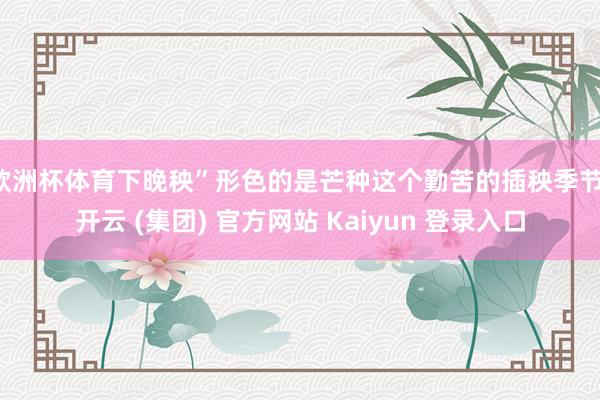欧洲杯体育下晚秧”形色的是芒种这个勤苦的插秧季节-开云 (集团) 官方网站 Kaiyun 登录入口