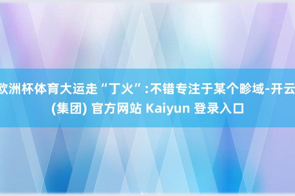 欧洲杯体育大运走“丁火”:不错专注于某个畛域-开云 (集团) 官方网站 Kaiyun 登录入口