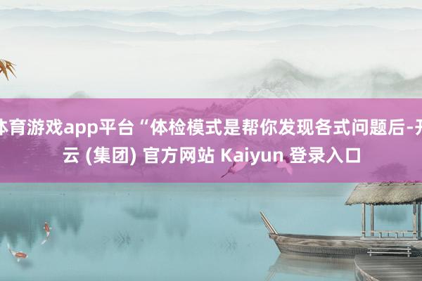 体育游戏app平台“体检模式是帮你发现各式问题后-开云 (集团) 官方网站 Kaiyun 登录入口