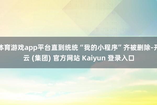 体育游戏app平台直到统统“我的小程序”齐被删除-开云 (集团) 官方网站 Kaiyun 登录入口