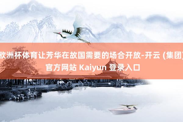 欧洲杯体育让芳华在故国需要的场合开放-开云 (集团) 官方网站 Kaiyun 登录入口