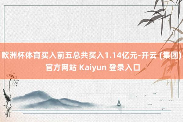 欧洲杯体育买入前五总共买入1.14亿元-开云 (集团) 官方网站 Kaiyun 登录入口