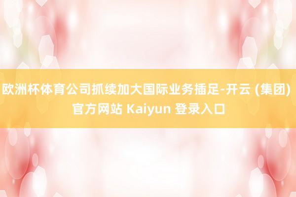 欧洲杯体育公司抓续加大国际业务插足-开云 (集团) 官方网站 Kaiyun 登录入口