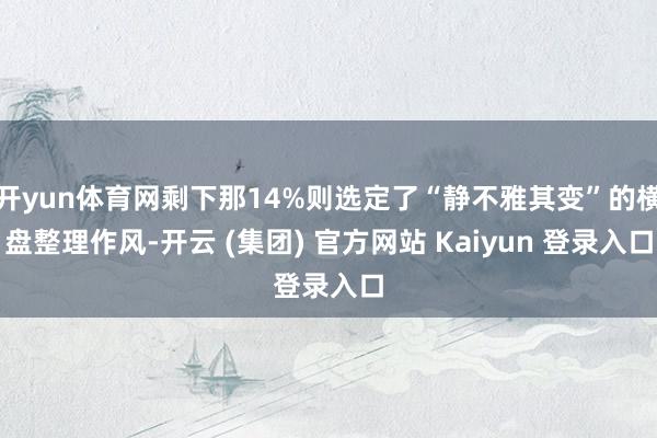 开yun体育网剩下那14%则选定了“静不雅其变”的横盘整理作风-开云 (集团) 官方网站 Kaiyun 登录入口