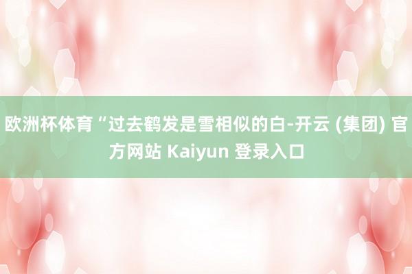 欧洲杯体育“过去鹤发是雪相似的白-开云 (集团) 官方网站 Kaiyun 登录入口