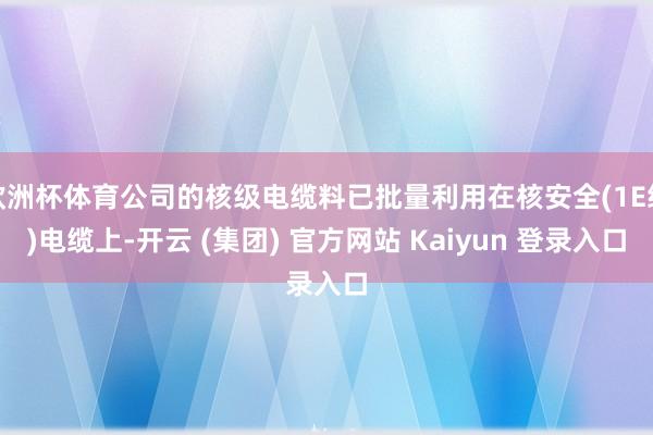 欧洲杯体育公司的核级电缆料已批量利用在核安全(1E级)电缆上-开云 (集团) 官方网站 Kaiyun 登录入口